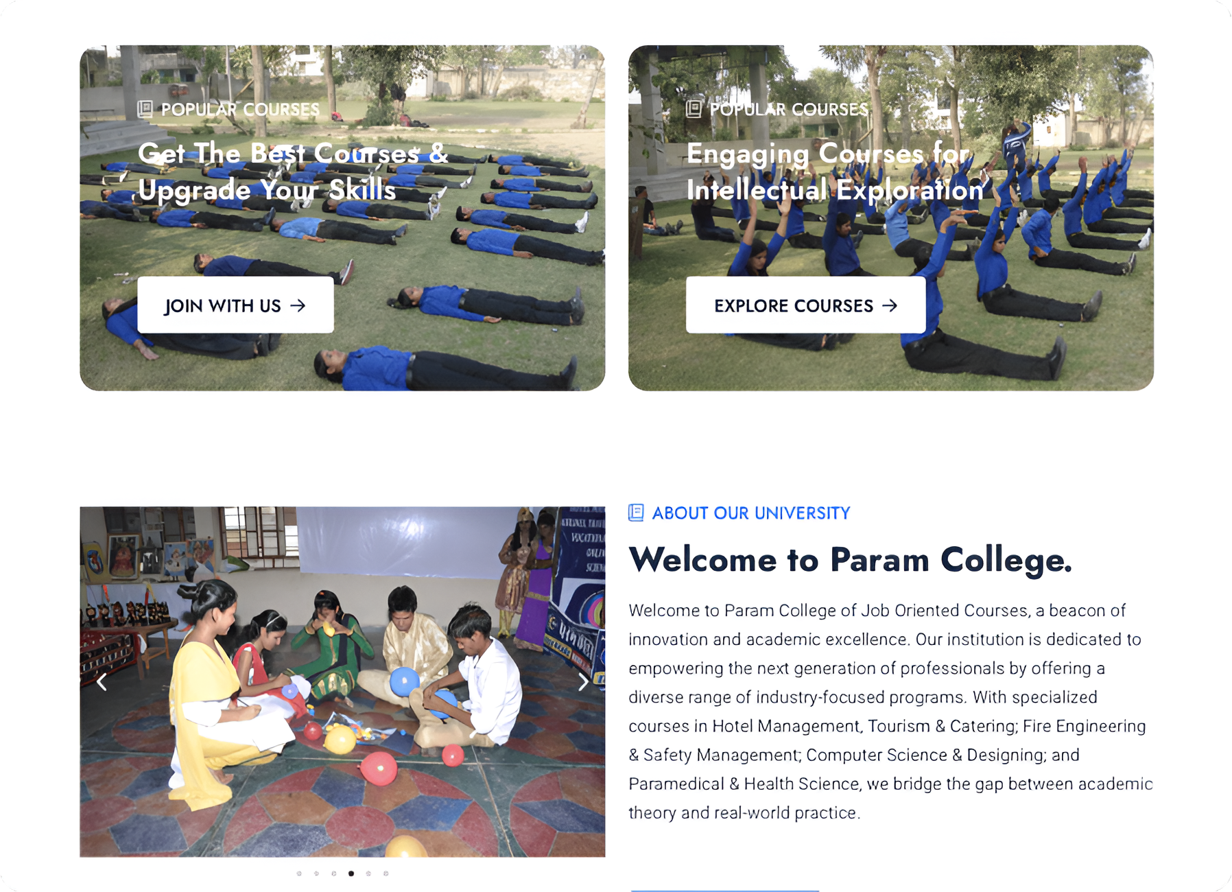 Param College – Educational Institution Website by Pristine Orbit